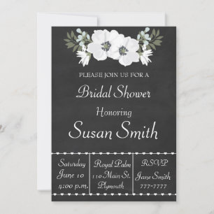 Tafel mit weißen Blume Anemone Bridal Showe Einladung