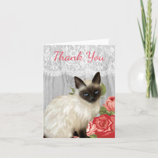 Tafel Notecard mit gemalter siamesischer Katze Dankeskarte