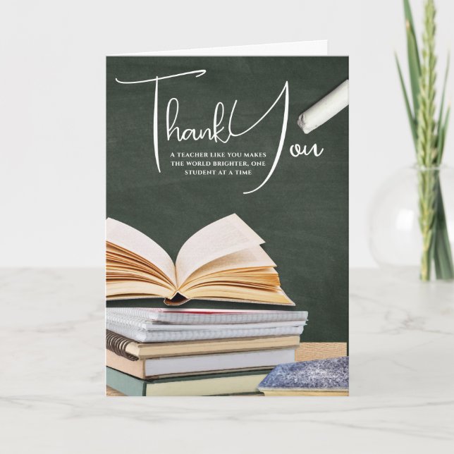 Tafel Offenes Buch Lehrer Dankeskarten Karte (Vorderseite)