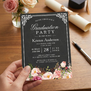 Tafel-Rahmen-BlumenAbschluss-Party 2018 Einladung