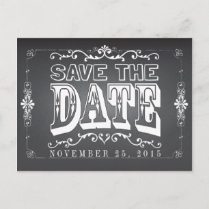 Tafel Save the Date, die Postkarte Wedding ist