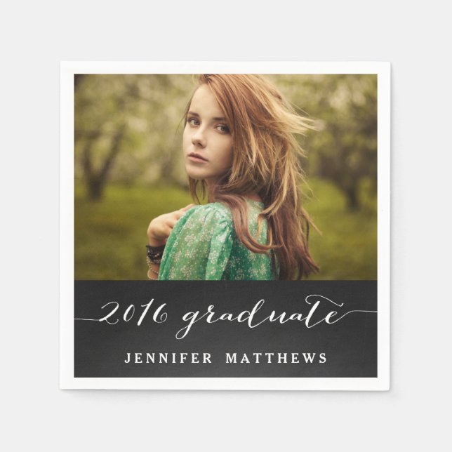 Tafel-Skript-Foto-Abschluss-Party 2016 Serviette (Vorderseite)