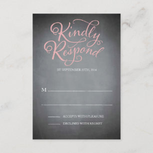 Tafel-Skript-Rosa-Antwort RSVP Karte