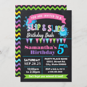 Tafel Slip und Folie Geburtstagsbash rosa Party Einladung