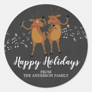 Tafel-Tanzen-Ren-Weihnachtsaufkleber Runder Aufkleber