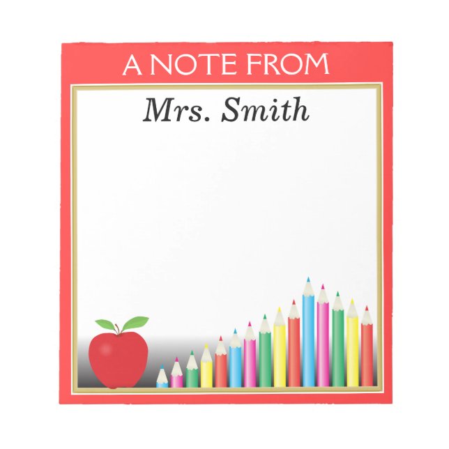 Tafel und farbige Stifte ein Hinweis des Lehrers Notizblock (Vorderseite)