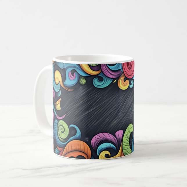 Tafel- und Kreidehintergründe. Kinderstil  Kaffeetasse (Vorderseite Links)