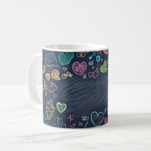 Tafel- und Kreidehintergründe. Kinderstil Kaffeetasse