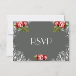 Tafel und Rose HochzeitsrSVP RSVP Karte
