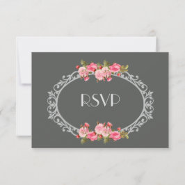 Tafel und Rose HochzeitsrSVP RSVP Karte