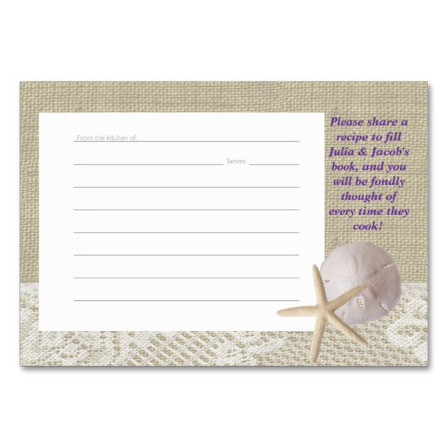 Tafel- und Sand-Dollar-Rezeptionskarten Tischnummer (Vorderseite)