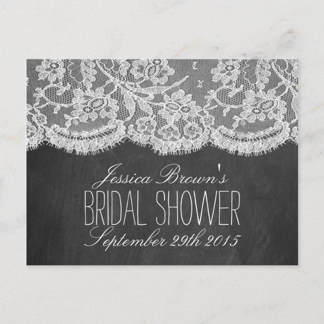 Tafel- und Spitzen-Brautparty-Rezeptionskarten Einladungspostkarte (Vorderseite)