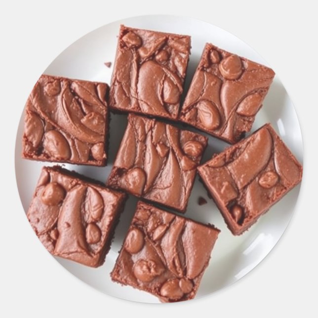 Tafel von hausgemachten Brownies realistische Lebe Runder Aufkleber (Vorderseite)