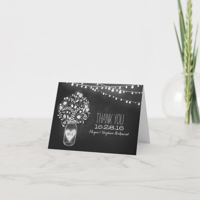 Tafel-Weckglas- u. -schnurlichter danken Ihnen Dankeskarte (Vorderseite)