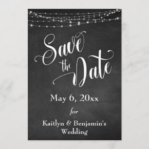 Tafel, Weiße Leuchten und Schrift, Save the Date