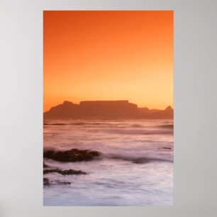 Tafelberg bei Sonnenuntergang, Bloubergstrand Poster