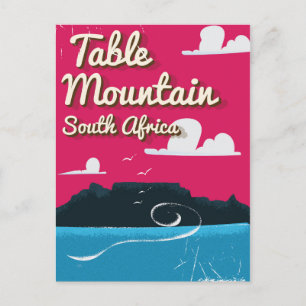 Tafelberg Südafrika Vintage-Reiseposter Postkarte