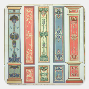 Tafeldesigns, Platte XII aus "Moderne Ornamente" p Quadratischer Aufkleber