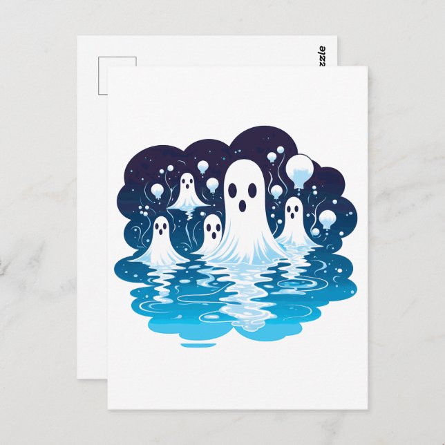 Tafelgeister zu Halloween Postkarte (Vorne/Hinten)