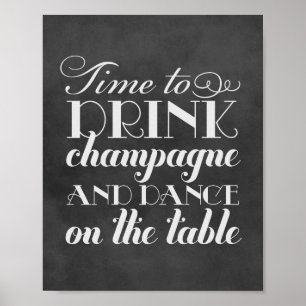 Tafelgetränk Champagner und Tanz Poster