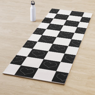 Tafelherzen in Schwarz und Weiß Yogamatte