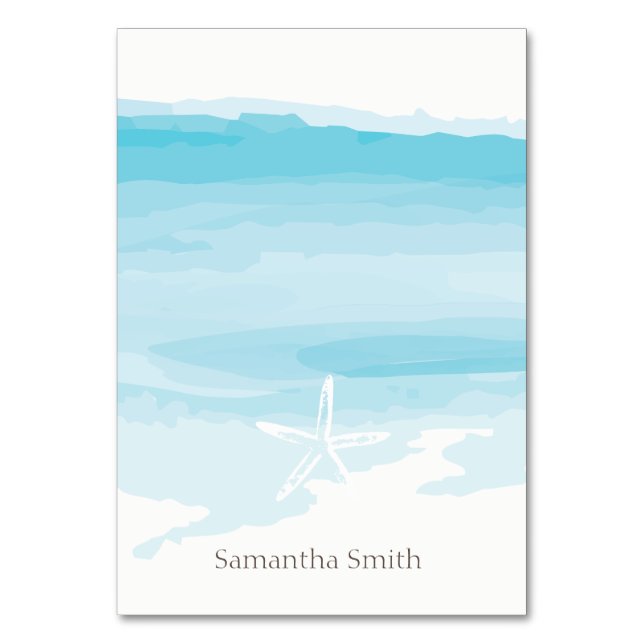 Tafelkarte "Beach Wedding ı" Tischnummer (Vorderseite)