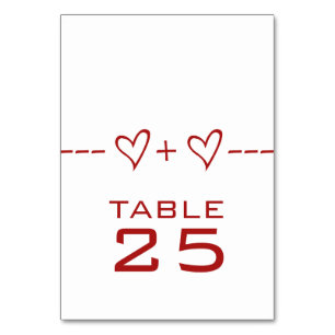 Tafelkarte für die Red Heart Equation Tischnummer