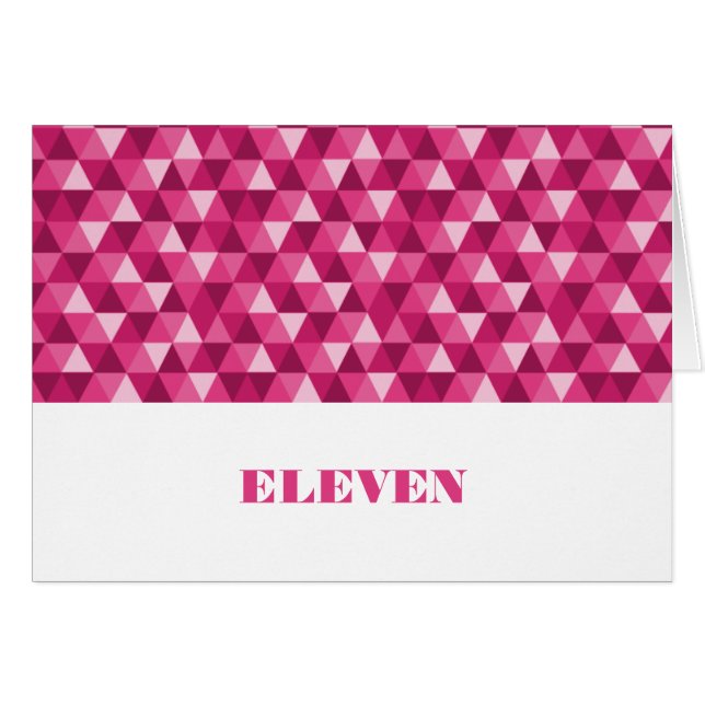 Tafelkarte mit geometrischen rosa Dreiecken (Vorderseite (Horizontal))