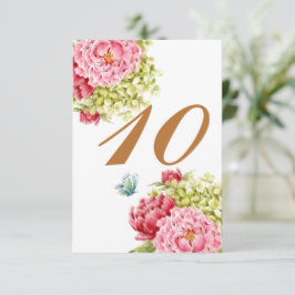 Tafelkarte Nr. 10 für Peonies und Hydrangeas RSVP Karte