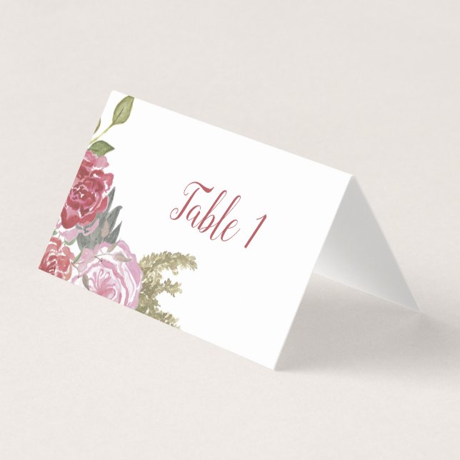 Tafelkarten für Aquarellfarben-Rose (Vorderseite)