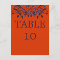 Tafelkarten für Pflaumen und Orange-Blätter