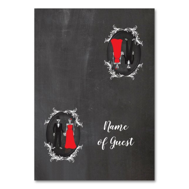 Tafelkarten Name des Gästebuchskeletts Tischnummer (Vorderseite)