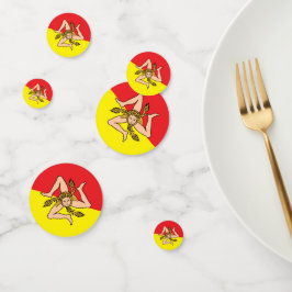 Tafelkonfetti mit der Flagge Siziliens, Italien Konfetti