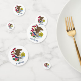 Tafelkonfetti mit der Flagge von Illinois, USA Konfetti