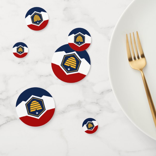 Tafelkonfetti mit der Flagge von Utah Staat, USA Konfetti (Gruppe)