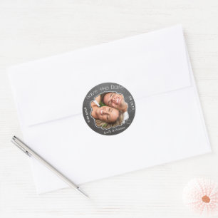 Tafelkreide-Hochzeit-Save-the-Date-Siegel Runder Aufkleber