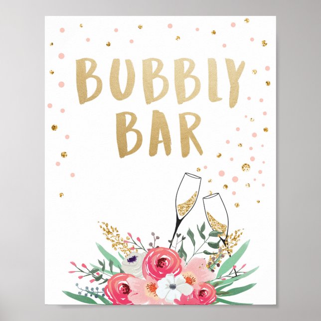 Tafelmarkierung für Brunch und Bubbly Bar Floral B Poster (Vorne)