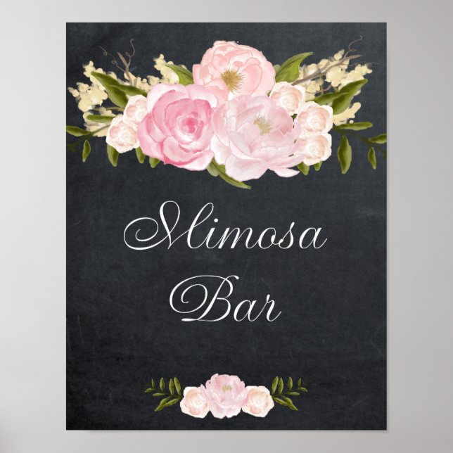 Tafelmimosa Bar rosa Rosen Poster (Vorne)
