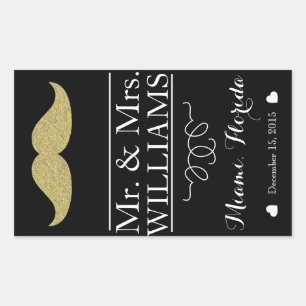 Tafelmuster für Hochzeitsweinflaschen Rechteckiger Aufkleber