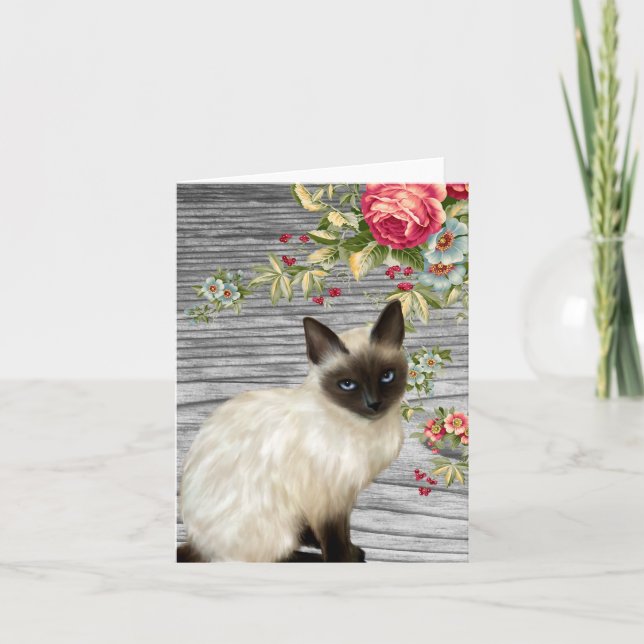 Tafelnotecard mit gemalteter siamesischer Katze Karte (Vorderseite)