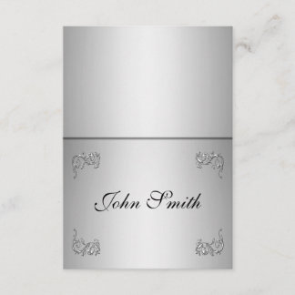 TafelPlatzkarte mit Namen - eleganter silberner Sw Einladung