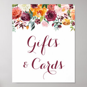 Tafelschild für Herbst-Blume und Karten, Orange Poster