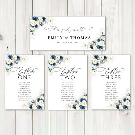 Tafelschild für Hochzeiten in blau und weiß Rosen