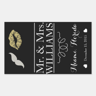 Tafelschild für Hochzeitsweinflaschen - Mittellipp Rechteckiger Aufkleber