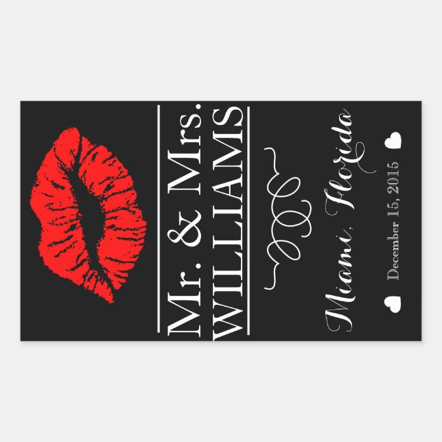 Tafelschild für Hochzeitsweinflaschen - Mittellipp Rechteckiger Aufkleber (Vorderseite)