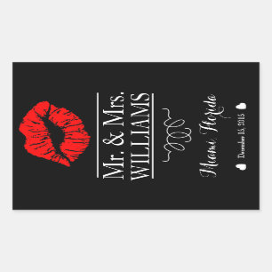 Tafelschild für Hochzeitsweinflaschen - Mittellipp Rechteckiger Aufkleber