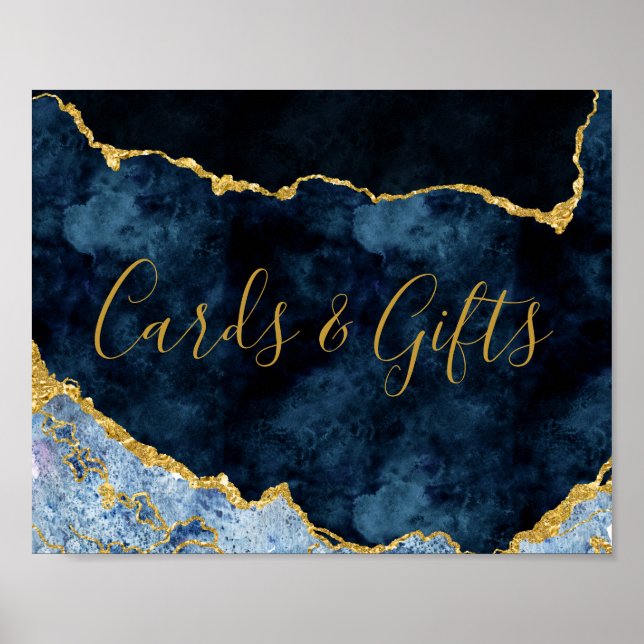 Tafelschild mit Blue Gold Foil Cards Poster (Vorne)