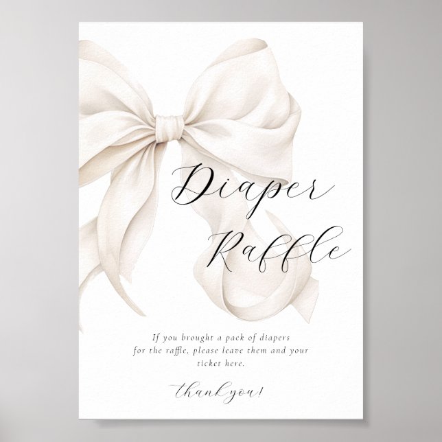 Tafelschild mit dem White Bow Diaper Poster (Vorne)