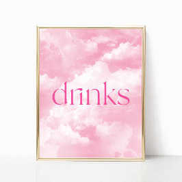 Tafelschild mit Funkelnd rosa Wolken Poster