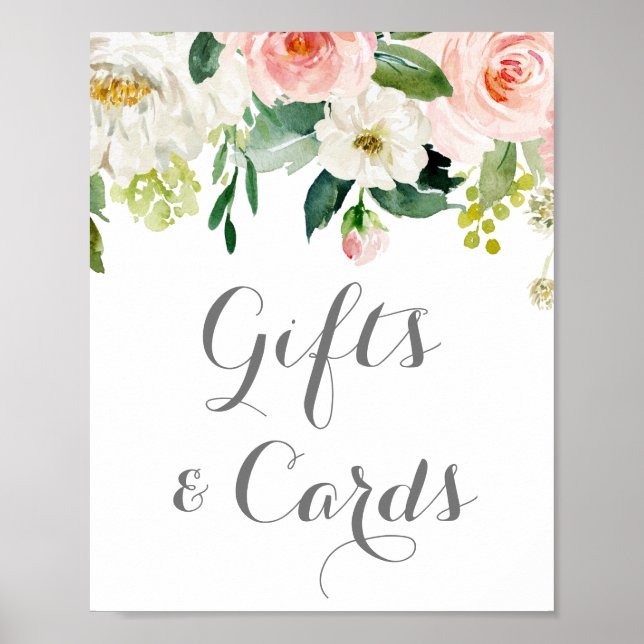 Tafelschild mit rosa und weiße Blume Poster (Vorne)